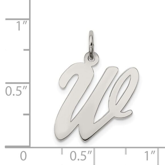 Sterling Silver Madison Collection LG Classic Script Initial W Pendant - Picture 4 of 5